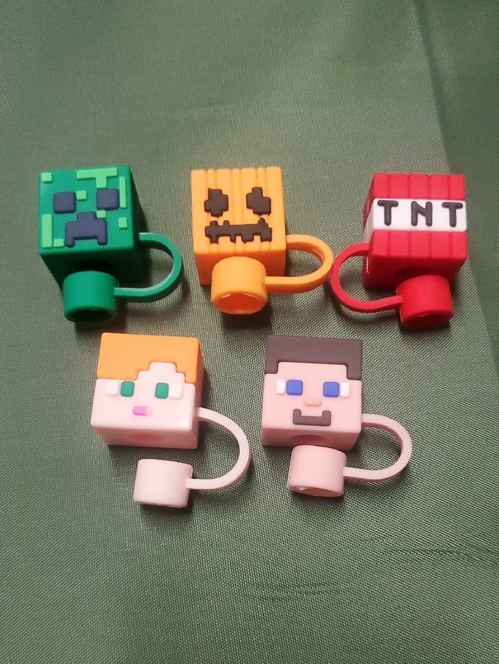 Minecraft-Inspired Kids Straw Toppers/ Protectors - Multi-Color Set
